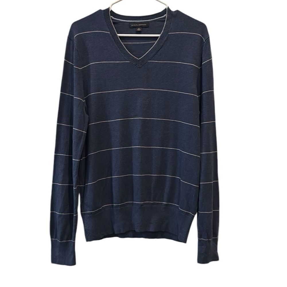 Banana Republic Vneck Silk Cashmere Blend Striped Sweater Medium